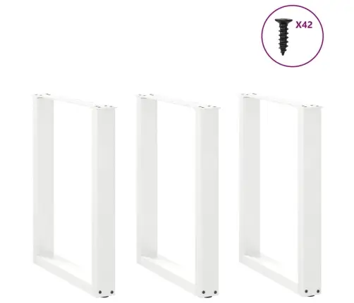 Ēdamgalda Kājas, 3 Gab., U-Veida, Baltas, 70X(72-73) Cm, Tērauds Vidaxl