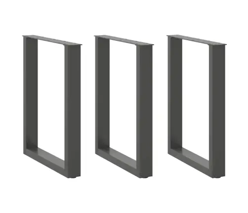 Ēdamgalda Kājas, 3 Gab., U-Veida, Antracīta Krāsā, 70X(72-73) Cm, Tērauds Vidaxl