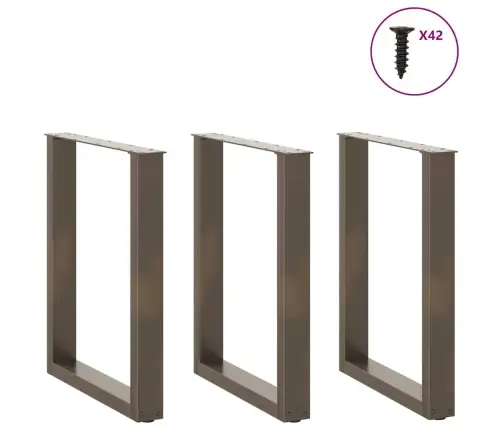 Söögilaua Jalad U-Kujulised, 3 Tk, Naturaalne Teras, 70 X (72–73) cm Teras