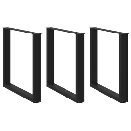 Ēdamgalda Kājas, 3 Gab., U-Veida, Melnas, 80X(72-73) Cm, Tērauds Vidaxl