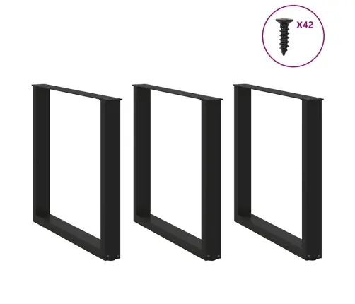 Valgomojo Stalo Kojelės, 3 Vnt., Juodos, 80X(72-73) cm Plienas, U Formos