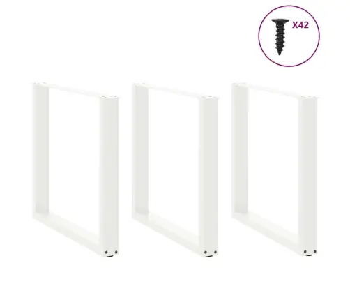 Ēdamgalda Kājas, 3 Gab., U-Veida, Baltas, 80X(72-73) Cm, Tērauds Vidaxl