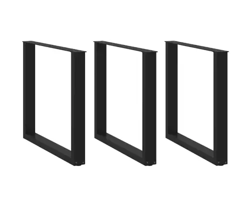 Valgomojo Stalo Kojelės, 3 Vnt., Juodos, 90X(72-73) cm Plienas, U Formos