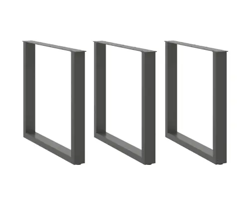 Ēdamgalda Kājas, 3 Gab., U-Veida, Antracīta Krāsā, 90X(72-73) Cm, Tērauds Vidaxl