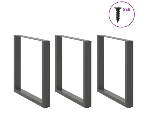 Ēdamgalda Kājas, 3 Gab., U-Veida, Antracīta Krāsā, 90X(72-73) Cm, Tērauds Vidaxl