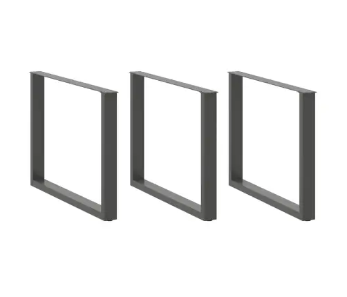 Ēdamgalda Kājas, 3 Gab., U-Veida, Antracīta Krāsā, 100X(72-73) Cm, Tērauds Vidaxl