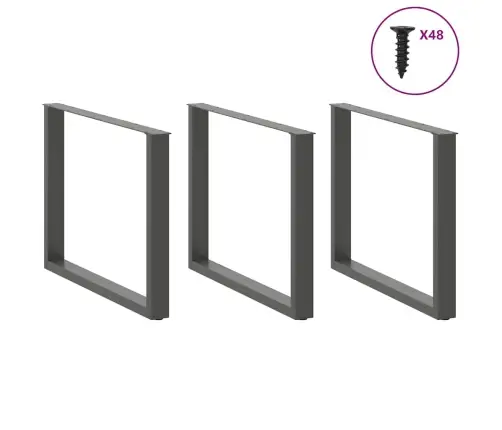 Ēdamgalda Kājas, 3 Gab., U-Veida, Antracīta Krāsā, 100X(72-73) Cm, Tērauds Vidaxl