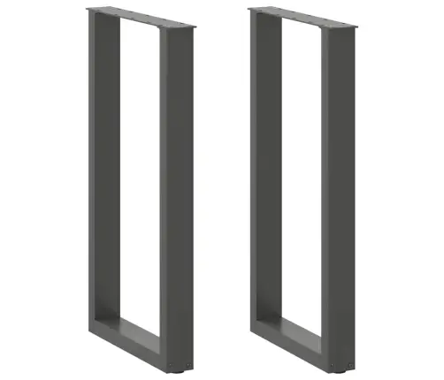 Bāra Galda Kājas, U-Veida, 2 Gab., Antracīta Krāsā, 40X(90-91) Cm, Tērauds Vidaxl