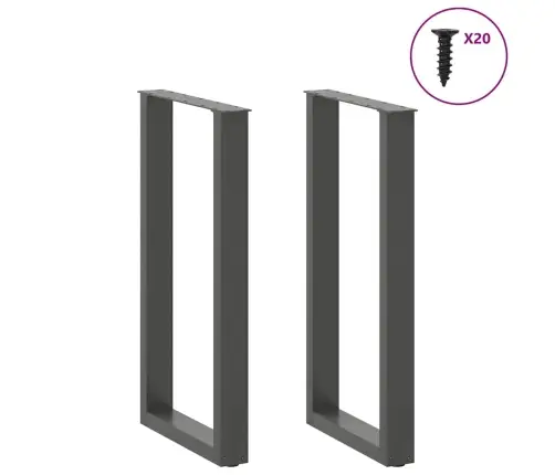 Bāra Galda Kājas, U-Veida, 2 Gab., Antracīta Krāsā, 40X(90-91) Cm, Tērauds Vidaxl