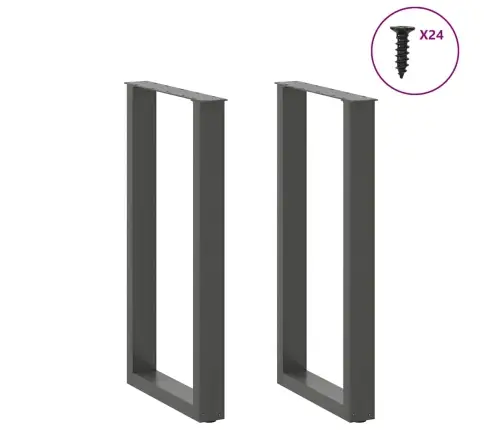 Bāra Galda Kājas, U-Veida, 2 Gab., Antracīta Krāsā, 50X(90-91) Cm, Tērauds Vidaxl