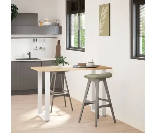 Bāra Galda Kājas, 2 Gab., U-Veida, Baltas, 60X(90-91) Cm, Tērauds Vidaxl