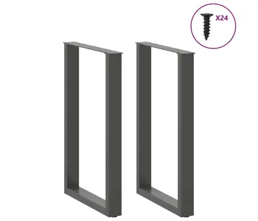 Baro Stalo Kojos, U Formos, 2 Vnt., Antracito Spalvos, 60X(90-91) cm Plienas