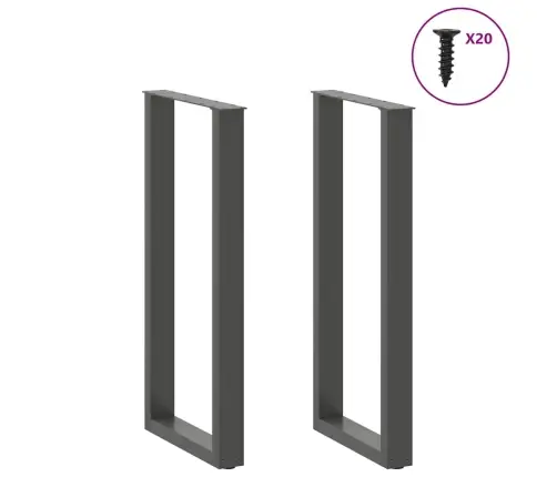 Bāra Galda Kājas, U-Veida, 2 Gab., Antracīta Krāsā, 40X(100-101) Cm, Tērauds Vidaxl