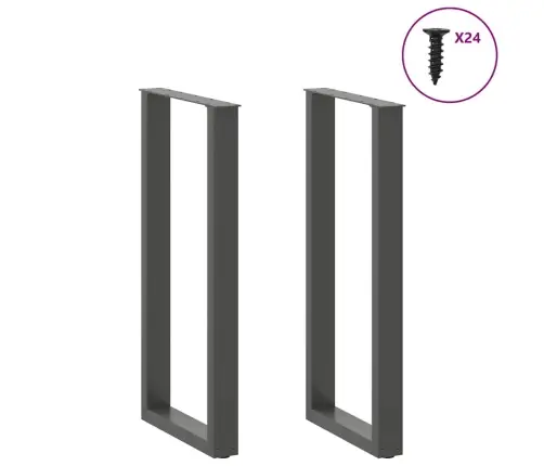 Bāra Galda Kājas, U-Veida, 2 Gab., Antracīta Krāsā, 50X(100-101) Cm, Tērauds Vidaxl