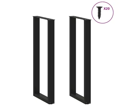 Baro Stalo Kojos, U Formos, 2 Vnt., Juodos, 40X(110-111) cm Plienas