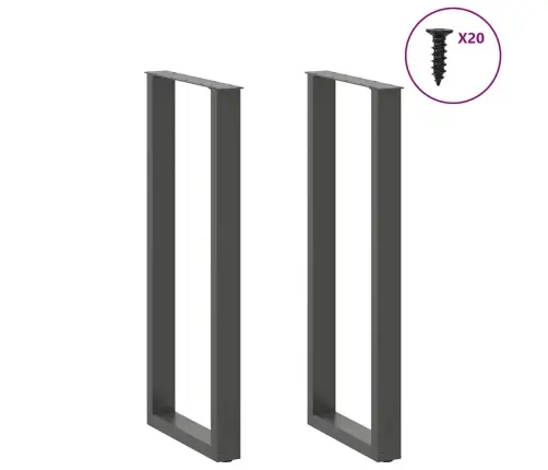 Baro Stalo Kojos, U Formos, 2 Vnt., Antracito Spalvos, 40X(110-111) cm Plienas