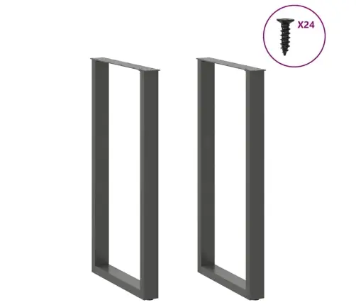 Bāra Galda Kājas, U-Veida, 2 Gab., Antracīta Krāsā, 60X(110-111) Cm, Tērauds Vidaxl