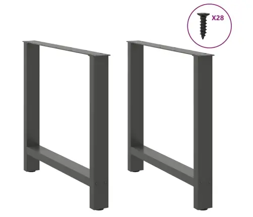Ēdamgalda Kājas, 2 Gab., Antracīta Krāsā, 70X(72-73) Cm, Tērauds Vidaxl