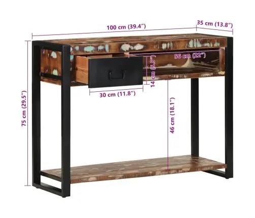 Konsolinis Stalas Daugiaspalvis 100X35X75 Cm