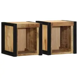 Lovos Spintelės 2 Vnt 40X35X40Cm Masyvo Neapdoroto Medžio Mango