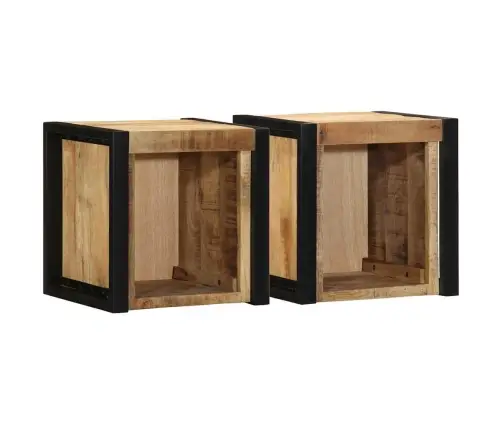 Lovos Spintelės 2 Vnt 40X35X40Cm Masyvo Neapdoroto Medžio Mango