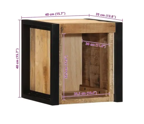 Lovos Spintelės 2 Vnt 40X35X40Cm Masyvo Neapdoroto Medžio Mango