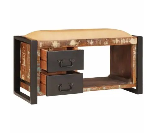 Laikymo Suolas Įvairiaspalvis Perdirbtos Medienos Masyvas