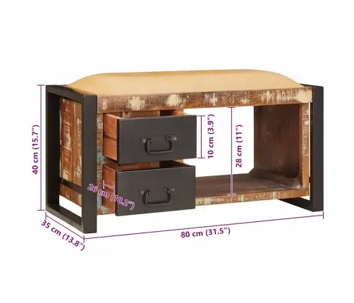 Laikymo Suolas Įvairiaspalvis Perdirbtos Medienos Masyvas