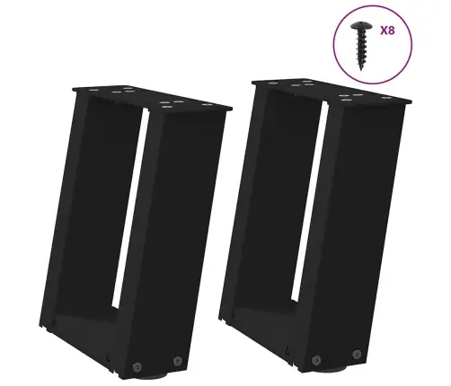 Kafijas Galdiņa Kājas, 2 Gab., U-Veida, Melnas, 30X(30-31) Cm, Tērauds Vidaxl