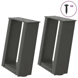 Kafijas Galdiņa Kājas, 2 Gab., U-Veida, Antracīta Krāsā, 30X(30-31) Cm, Tērauds Vidaxl