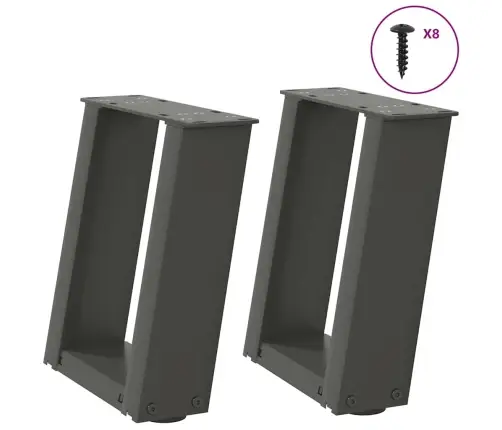 Kafijas Galdiņa Kājas, 2 Gab., U-Veida, Antracīta Krāsā, 30X(30-31) Cm, Tērauds Vidaxl