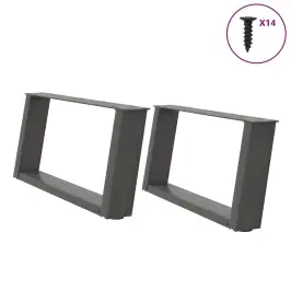 Kafijas Galdiņa Kājas, 2 Gab., U-Veida, Antracīta Krāsā, 60X(30-31) Cm, Tērauds Vidaxl