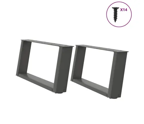 Kafijas Galdiņa Kājas, 2 Gab., U-Veida, Antracīta Krāsā, 60X(30-31) Cm, Tērauds Vidaxl