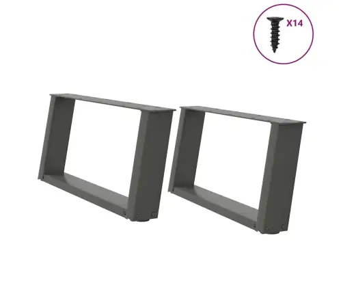 Kafijas Galdiņa Kājas, 2 Gab., U-Veida, Antracīta Krāsā, 70X(30-31) Cm, Tērauds Vidaxl