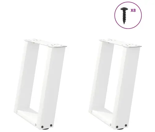 Kafijas Galdiņa Kājas, 2 Gab., U-Veida, Baltas, 28X(42-43) Cm, Tērauds Vidaxl