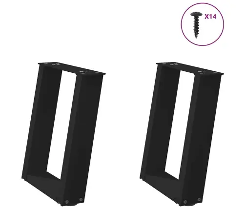 Kafijas Galdiņa Kājas, 2 Gab., U-Veida, Melnas, 38X(42-43) Cm, Tērauds Vidaxl