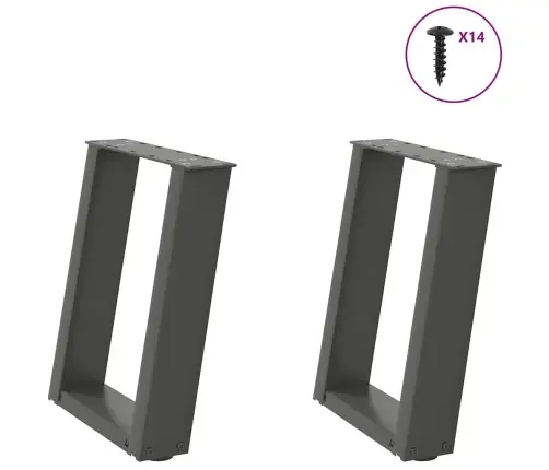 Kafijas Galdiņa Kājas, 2 Gab., U-Veida, Antracīta Krāsā, 38X(42-43) Cm, Tērauds Vidaxl