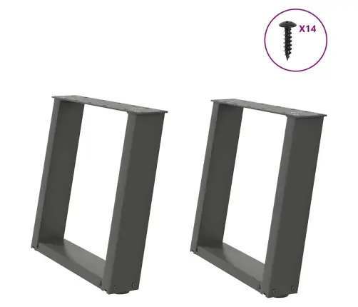 Kafijas Galdiņa Kājas, 2 Gab., U-Veida, Antracīta Krāsā, 50X(42-43) Cm, Tērauds Vidaxl