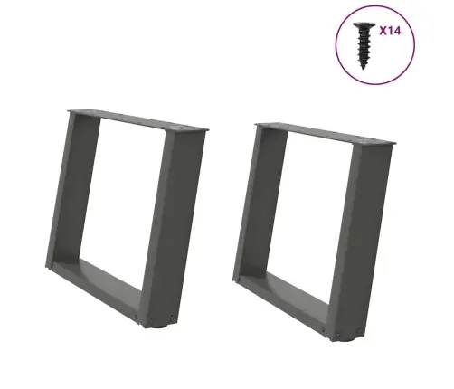 Kafijas Galdiņa Kājas, 2 Gab., U-Veida, Antracīta Krāsa, 60X(42-43) Cm, Tērauds Vidaxl