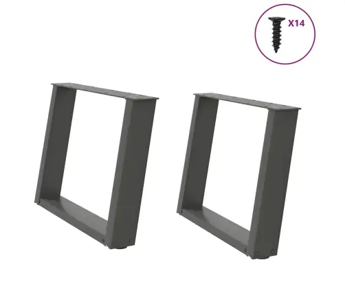 Kafijas Galdiņa Kājas, 2 Gab., U-Veida, Antracīta Krāsā, 70X(42-43) Cm, Tērauds Vidaxl