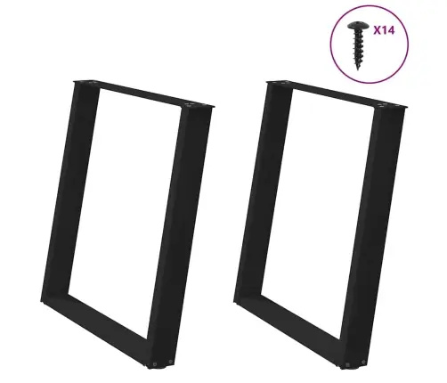 Ēdamgalda Kājas, 2 Gab., U-Veida, Melnas, 80X(72-73) Cm, Tērauds Vidaxl