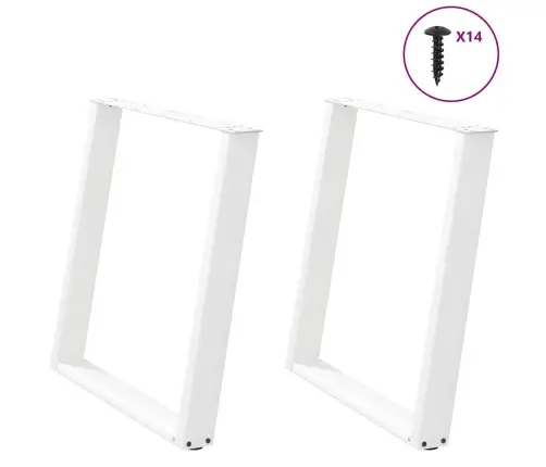 Ēdamgalda Kājas, 2 Gab., U-Veida, Baltas, 80X(72-73) Cm, Tērauds Vidaxl