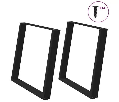 Ēdamgalda Kājas, 2 Gab., U-Veida, Melnas, 100X(72-73) Cm, Tērauds Vidaxl