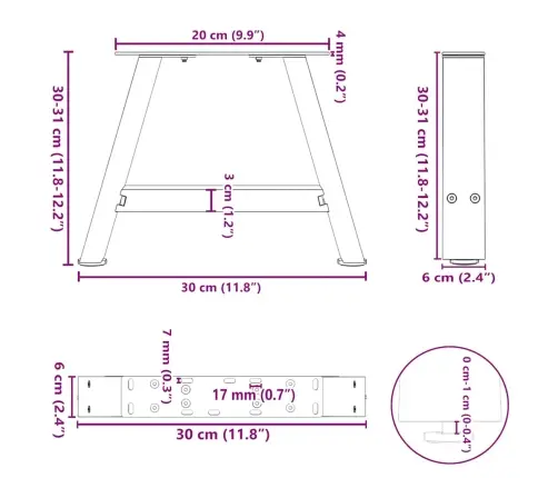 Kavos Staliuko Kojelės, A Formos, 2 Vnt., 30X(30-31) cm Plienas