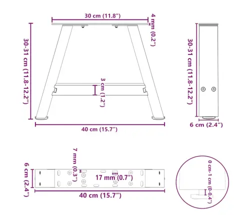 Kafijas Galdiņa Kājas, 2 Gab., A-Veida, Baltas, 40X(30-31) Cm, Tērauds Vidaxl