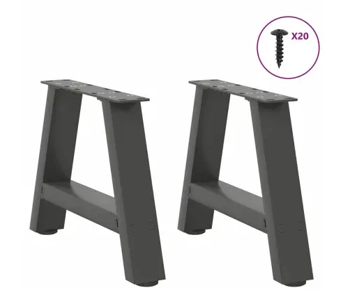 Kafijas Galdiņa Kājas, 2 Gab., A-Veida, Antracīta Krāsā, 40X(30-31) Cm, Tērauds Vidaxl