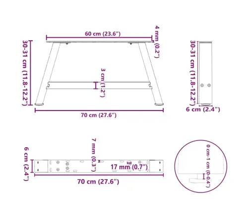Kafijas Galdiņa Kājas, 2 Gab., A-Veida, Baltas, 70X(30-31) Cm, Tērauds Vidaxl