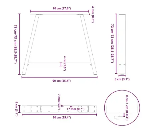 Söögilaua Jalad, A-Kujulised, 2 Tk, Valged, 90 X (72–73) cm Teras