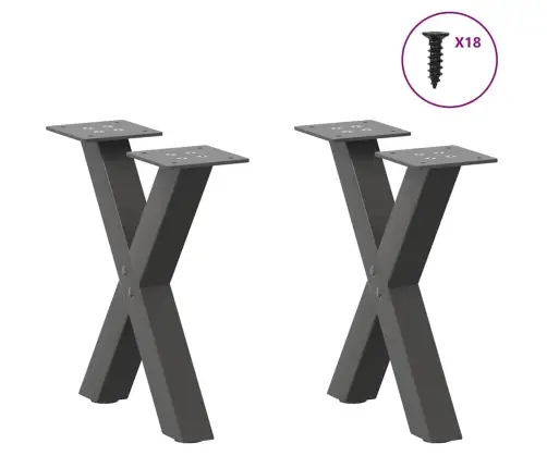 Kafijas Galdiņa Kājas, 2 Gab., X-Veida, Antracīta Krāsā, 30X(30-31) Cm, Tērauds Vidaxl