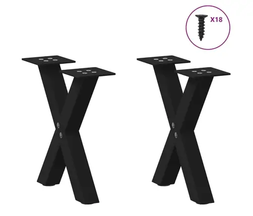 Kafijas Galdiņa Kājas, 2 Gab., X-Veida, Melnas, 37X(30-31) Cm, Tērauds Vidaxl